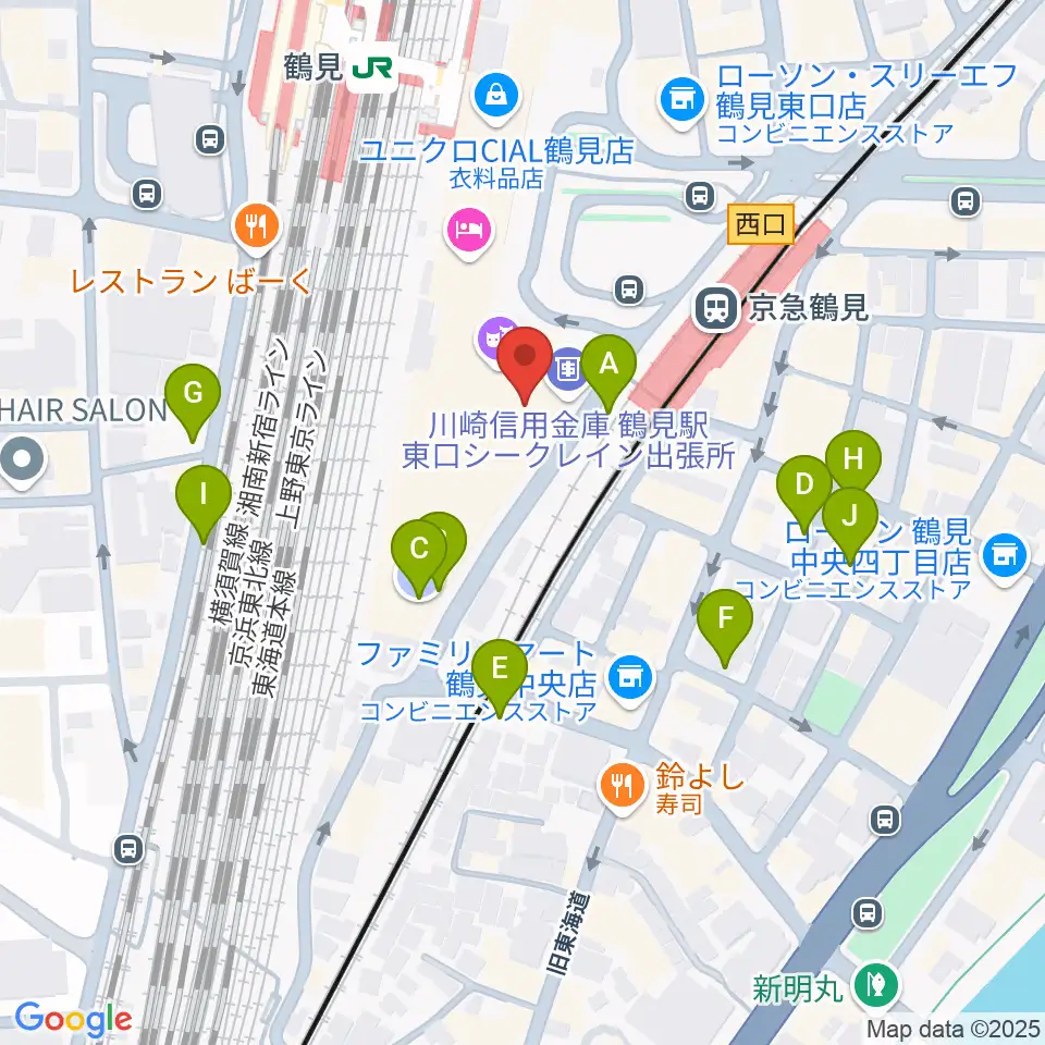 鶴見新堀ギター音楽院周辺の駐車場・コインパーキング一覧地図
