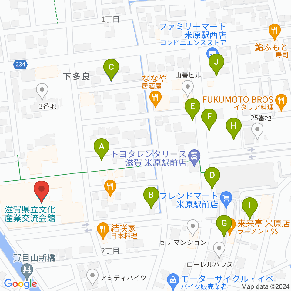 滋賀県立文化産業交流会館周辺の駐車場・コインパーキング一覧地図