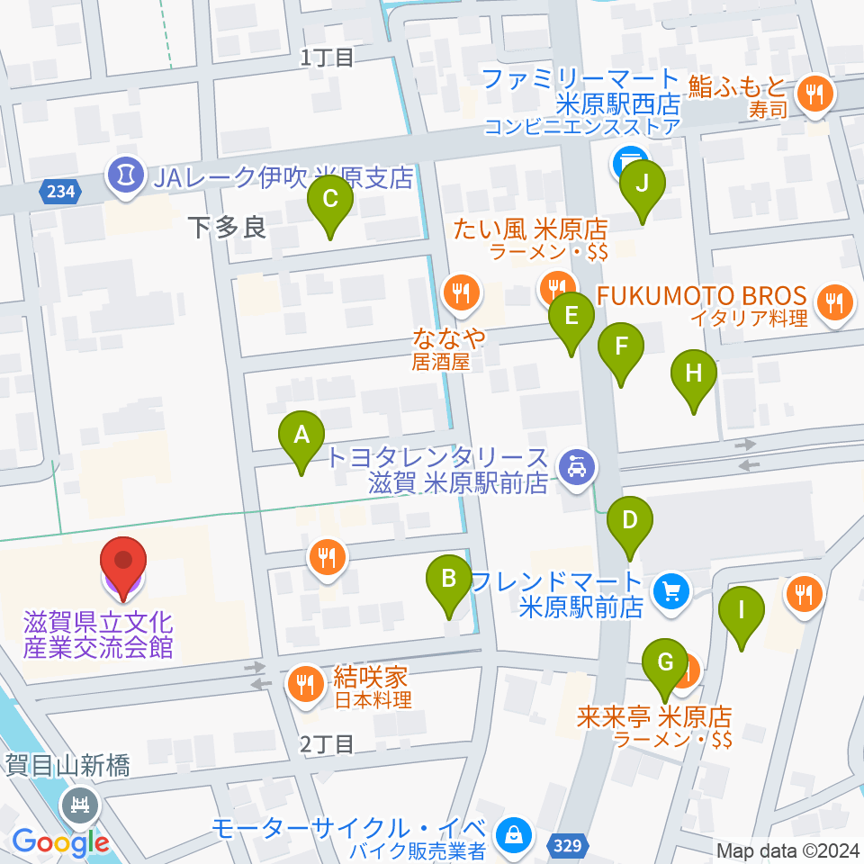 滋賀県立文化産業交流会館周辺の駐車場・コインパーキング一覧地図