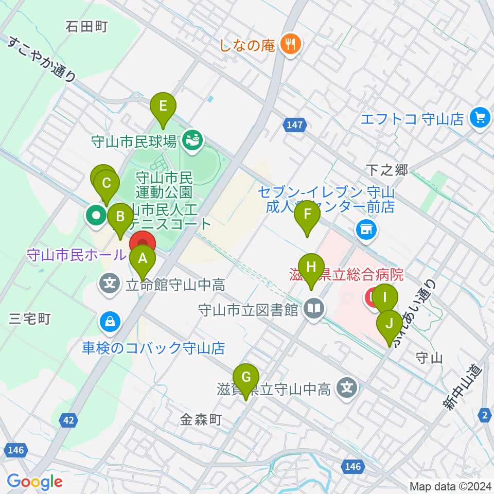 守山市民ホール周辺の駐車場・コインパーキング一覧地図