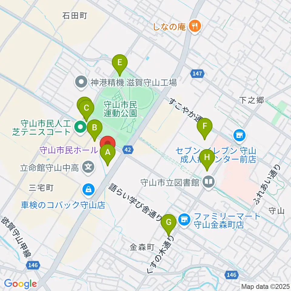 守山市民ホール周辺の駐車場・コインパーキング一覧地図