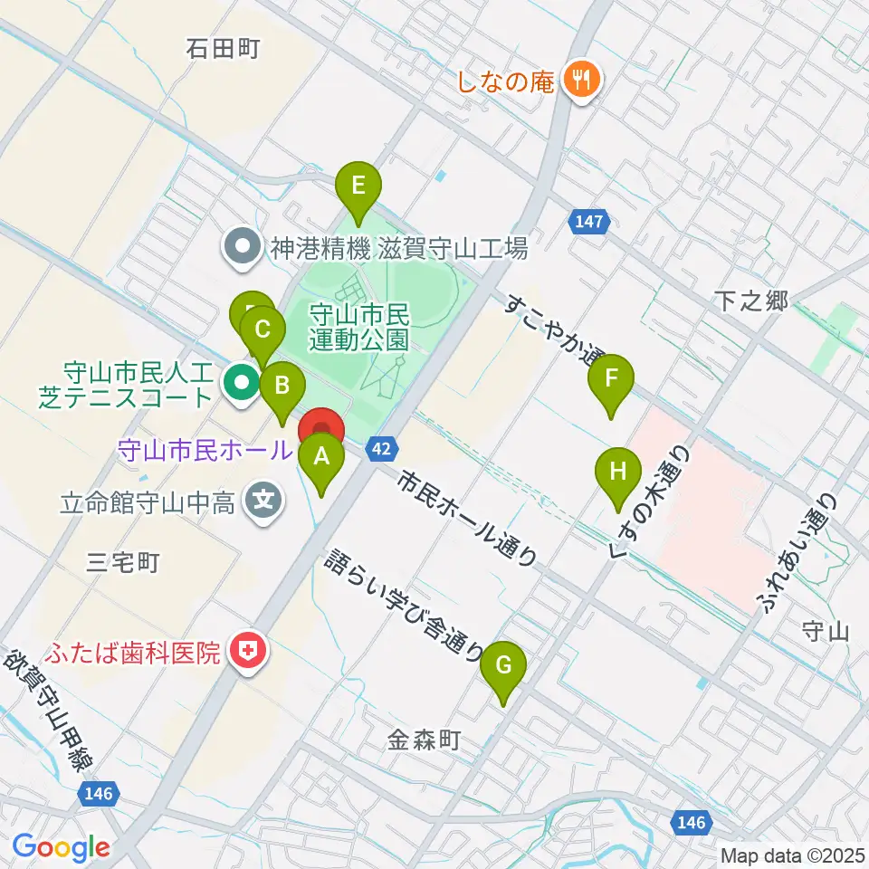 守山市民ホール周辺の駐車場・コインパーキング一覧地図