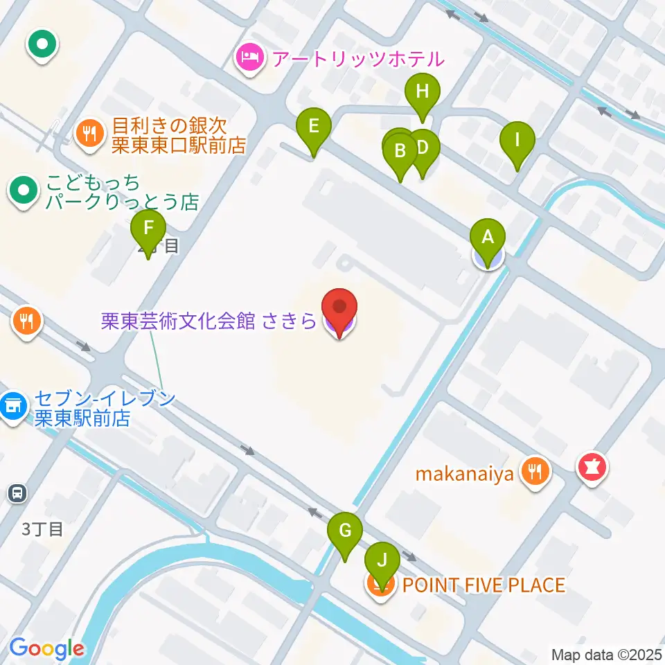 栗東芸術文化会館さきら周辺の駐車場・コインパーキング一覧地図