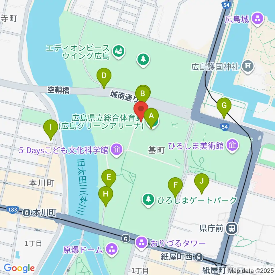 広島グリーンアリーナ周辺の駐車場・コインパーキング一覧地図