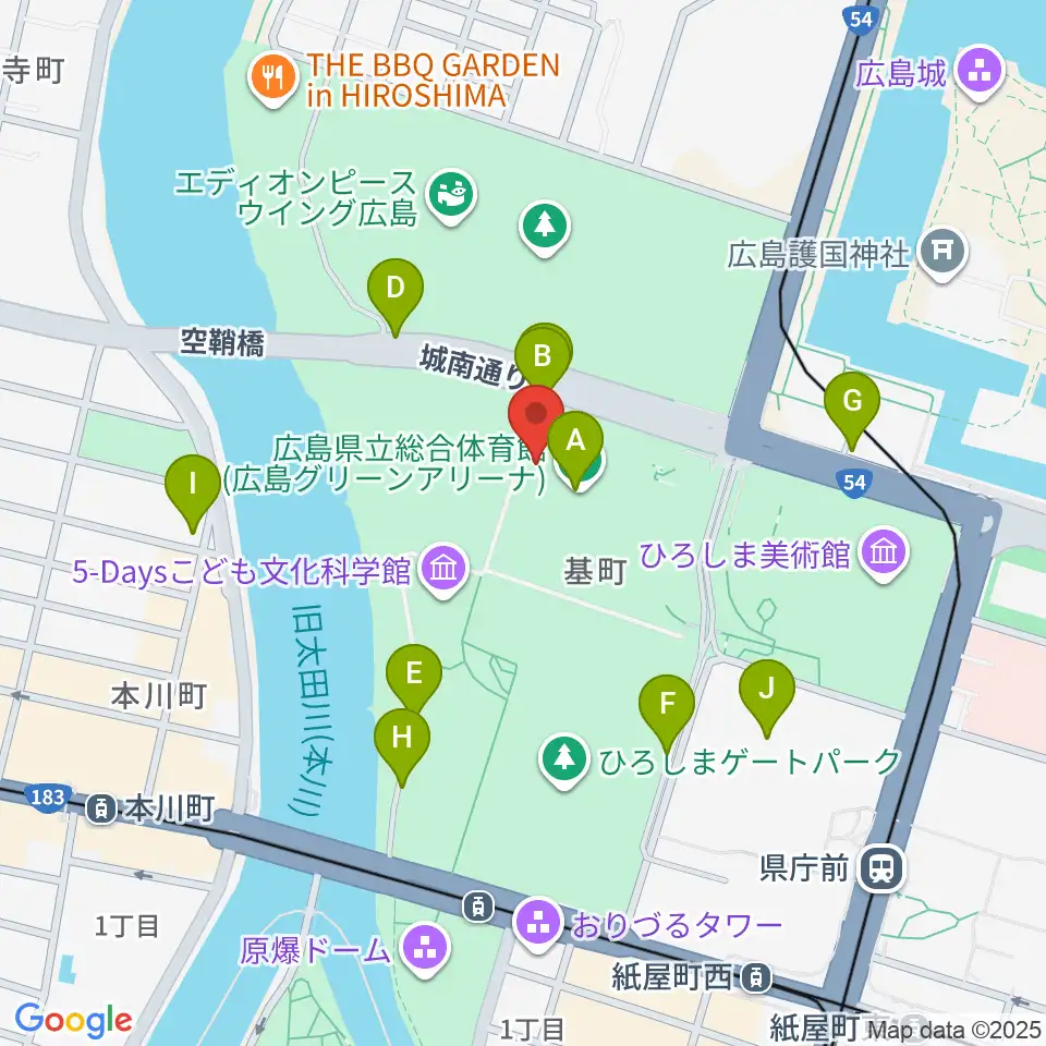 広島グリーンアリーナ周辺の駐車場・コインパーキング一覧地図