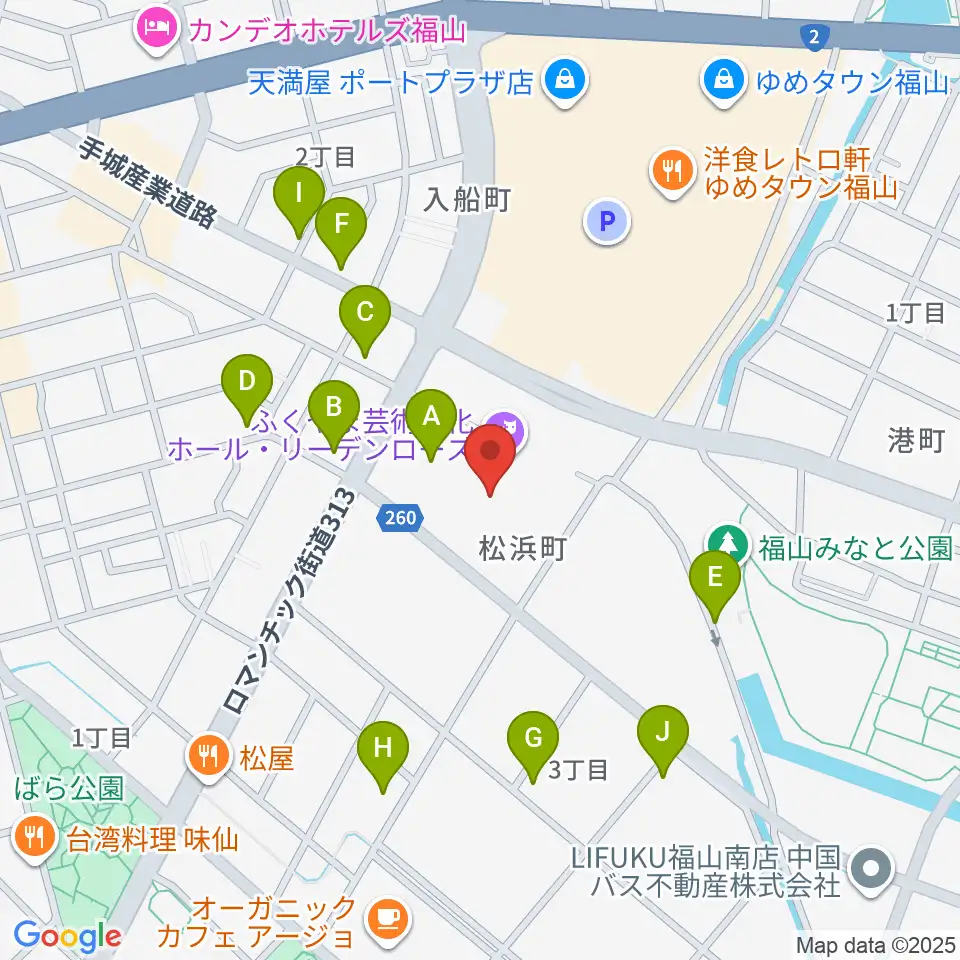 ふくやま芸術文化ホール リーデンローズ周辺の駐車場・コインパーキング一覧地図