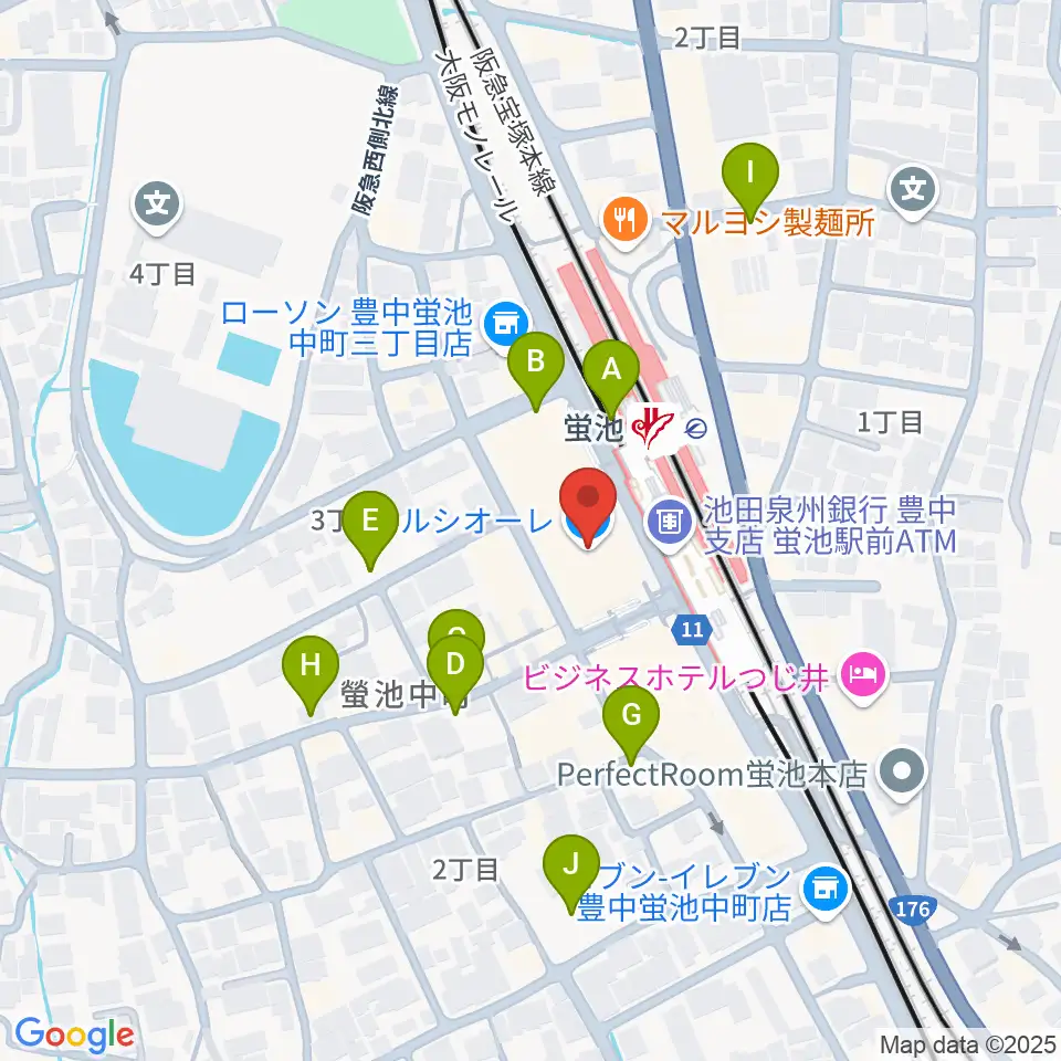 蛍池公民館周辺の駐車場・コインパーキング一覧地図