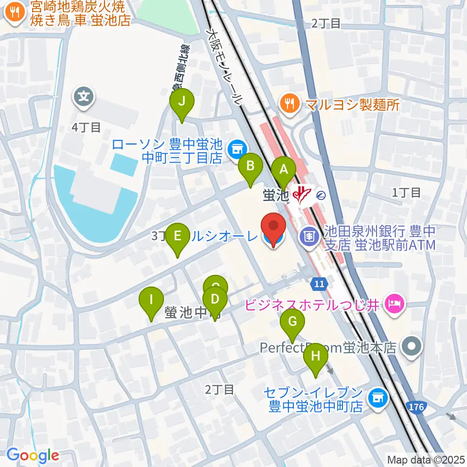 蛍池公民館周辺の駐車場・コインパーキング一覧地図