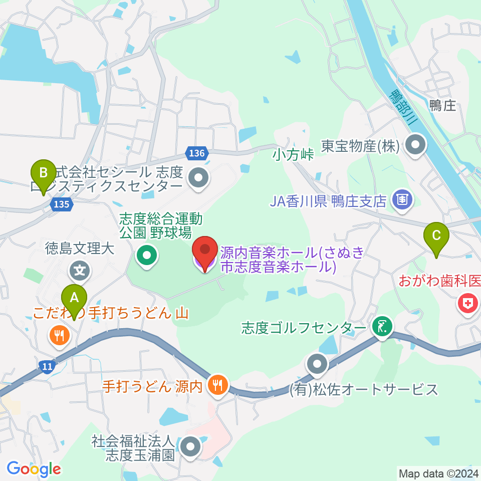 源内音楽ホール周辺の駐車場・コインパーキング一覧地図