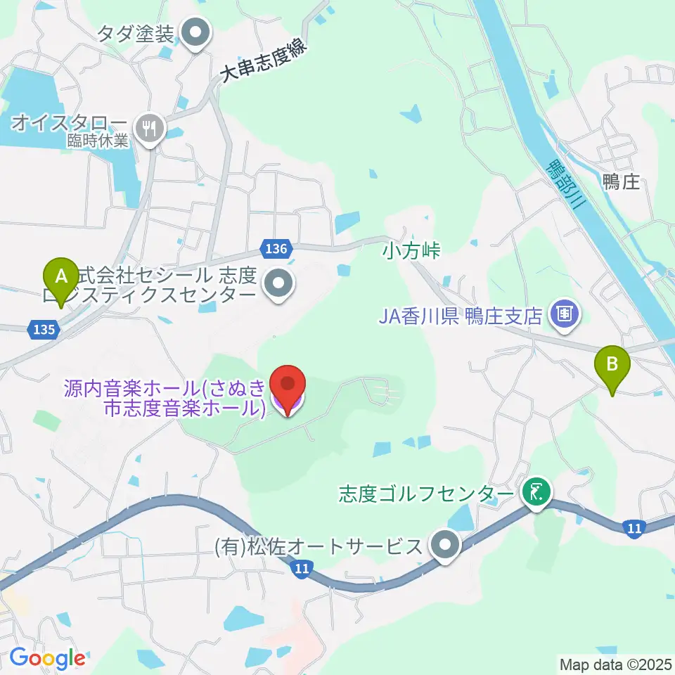 源内音楽ホール周辺の駐車場・コインパーキング一覧地図