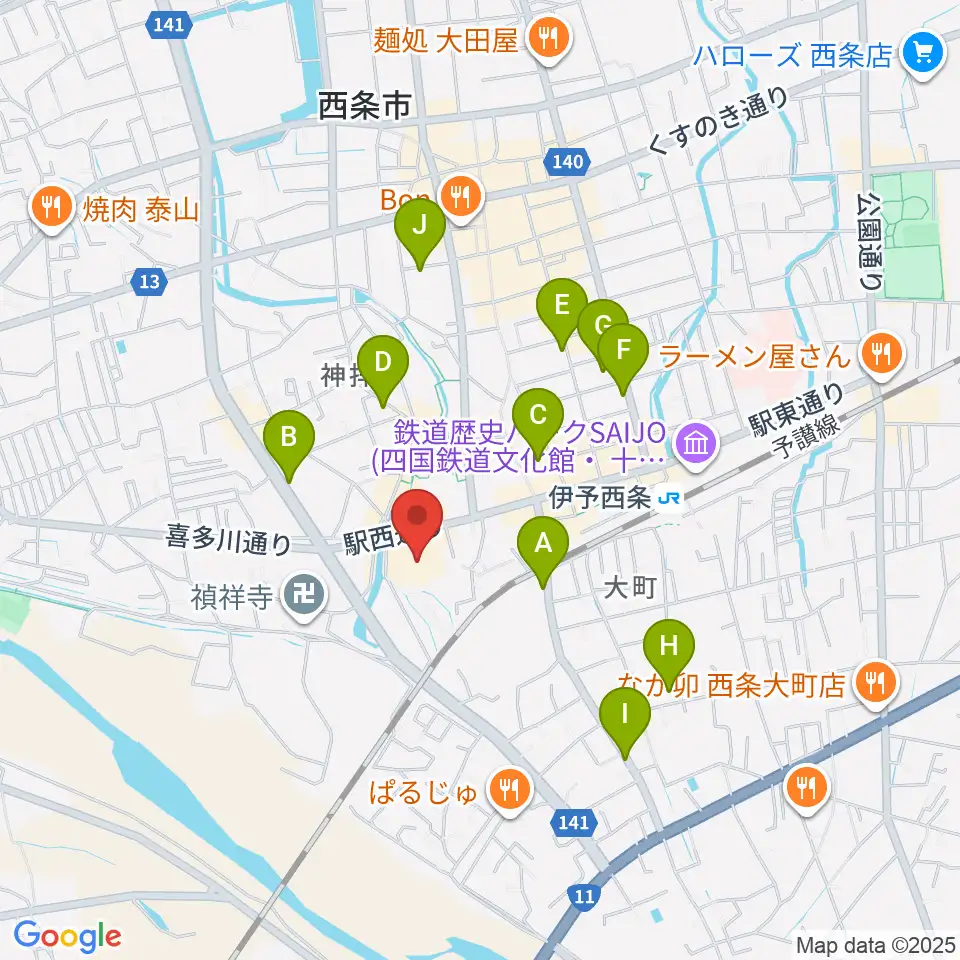 西条市総合文化会館周辺の駐車場・コインパーキング一覧地図