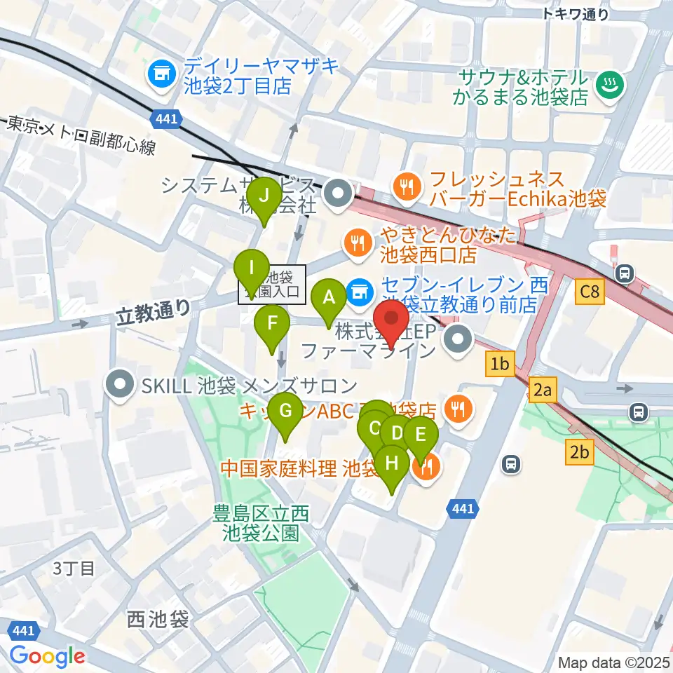 BASS ON TOP 池袋西口店周辺の駐車場・コインパーキング一覧地図