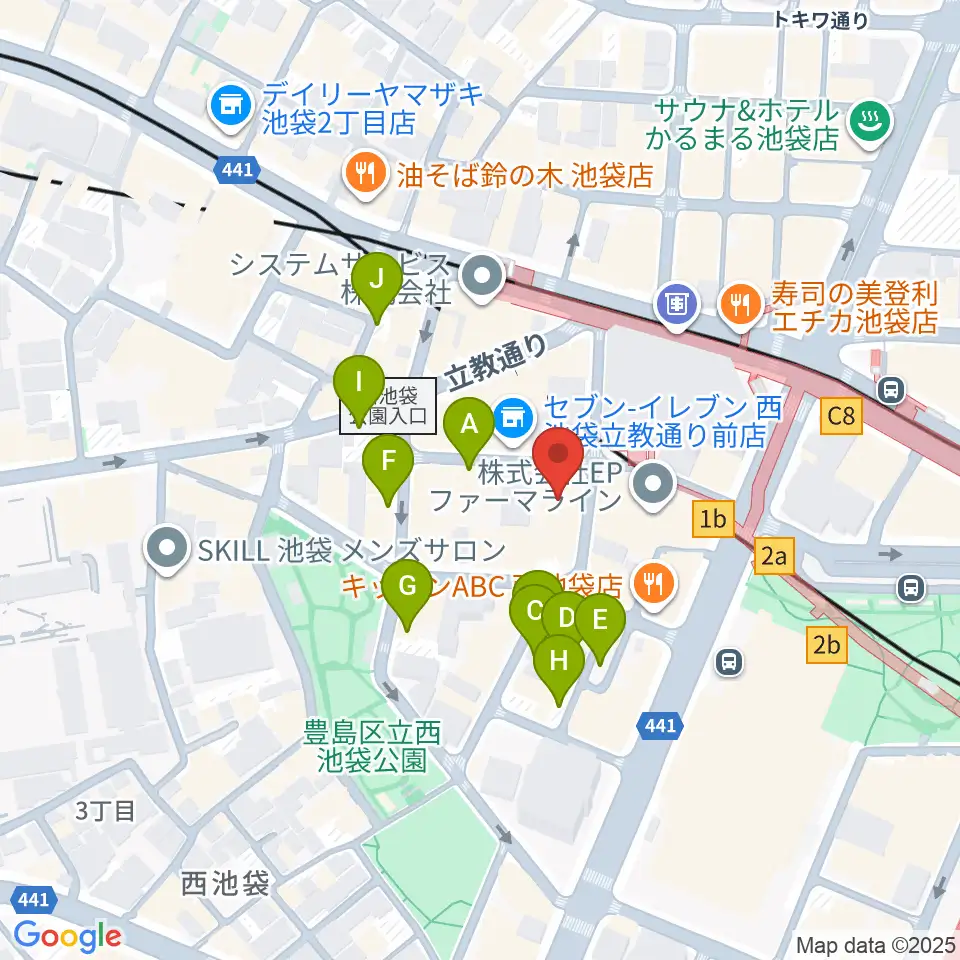 BASS ON TOP 池袋西口店周辺の駐車場・コインパーキング一覧地図