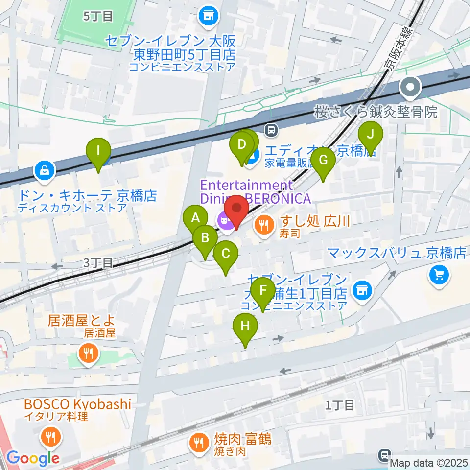ベースオントップ京橋店周辺の駐車場・コインパーキング一覧地図