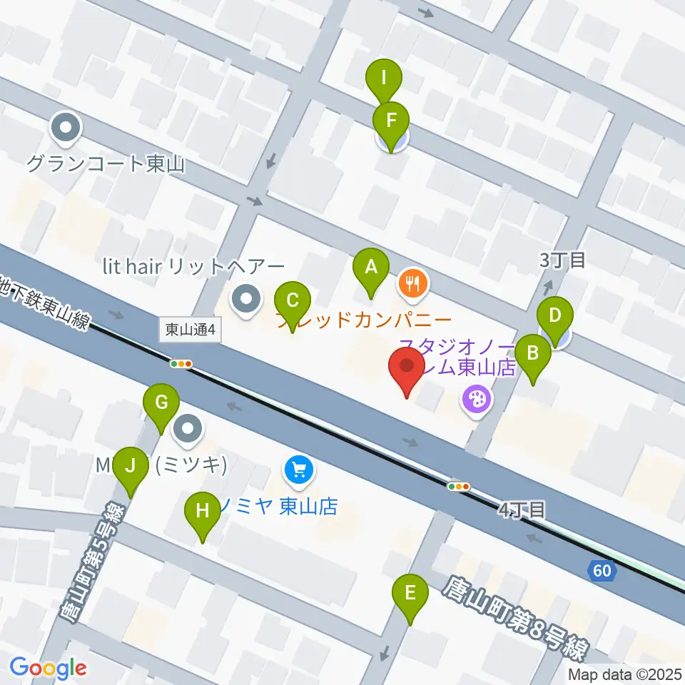 日響楽器 防音プロショップ東山周辺の駐車場・コインパーキング一覧地図