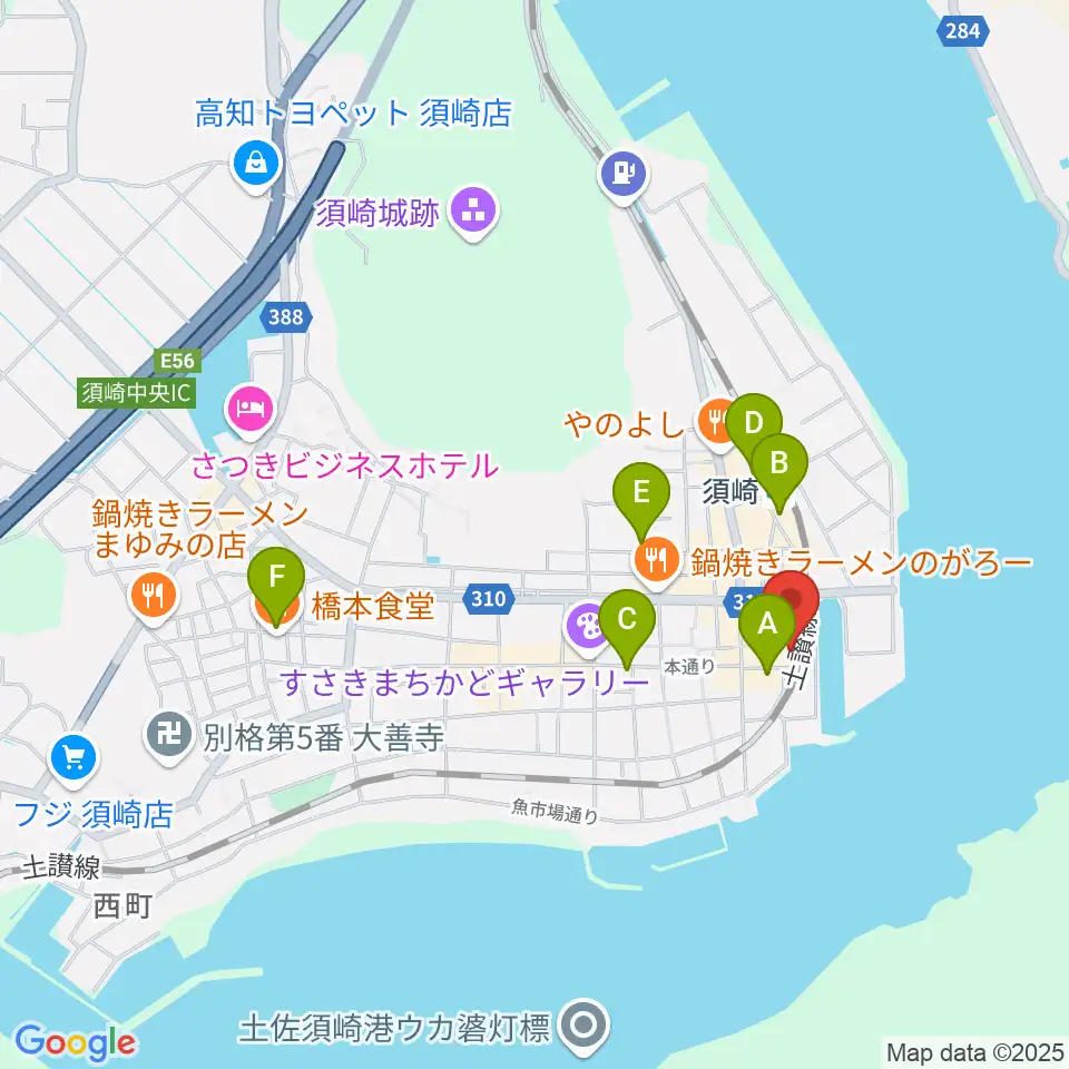 須崎市立市民文化会館周辺の駐車場・コインパーキング一覧地図
