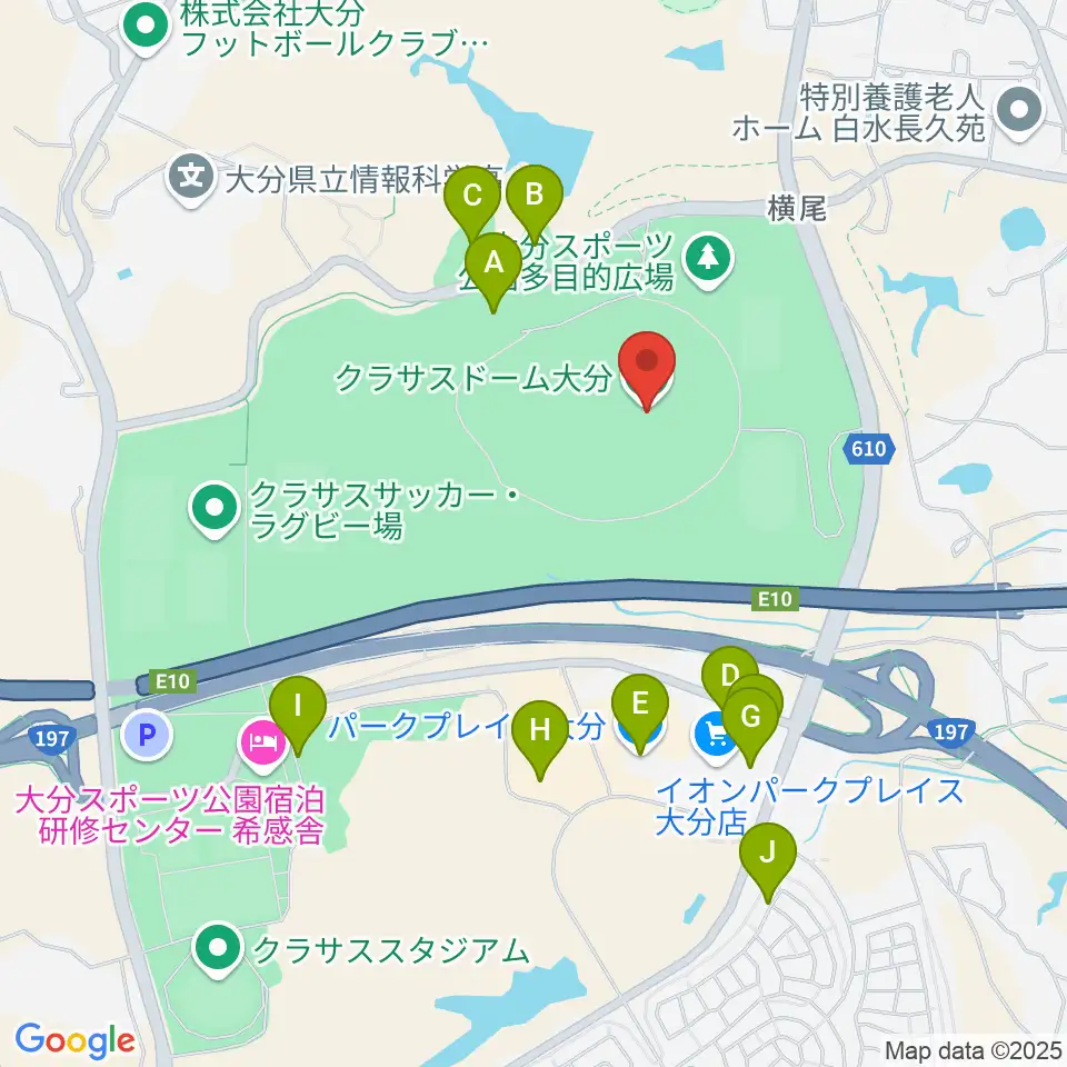 クラサスドーム大分周辺の駐車場・コインパーキング一覧地図