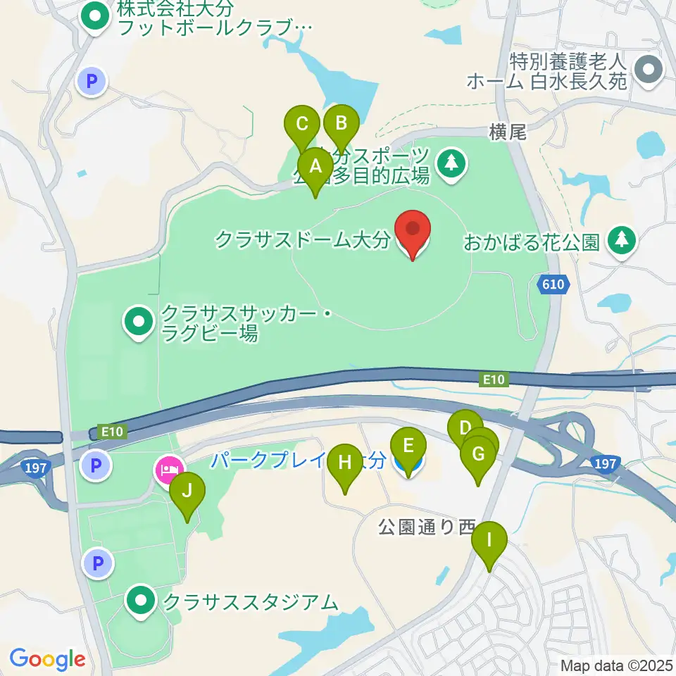 クラサスドーム大分周辺の駐車場・コインパーキング一覧地図