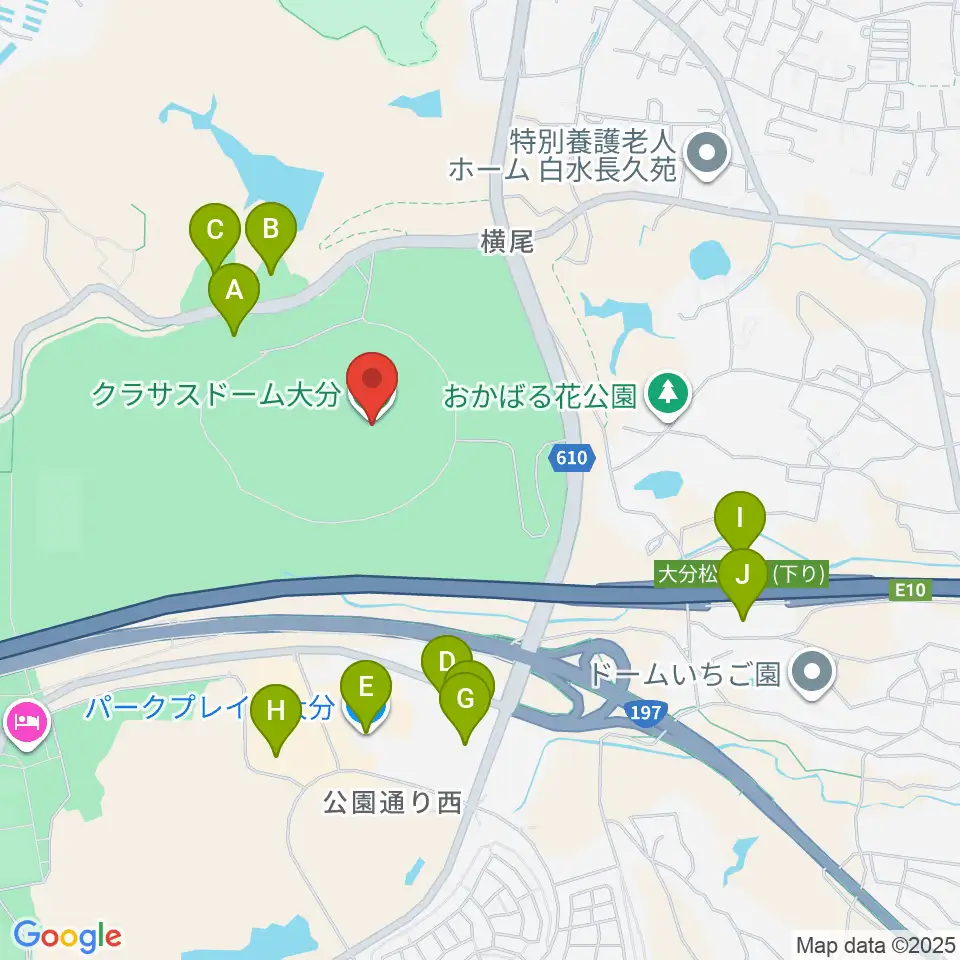 クラサスドーム大分周辺の駐車場・コインパーキング一覧地図