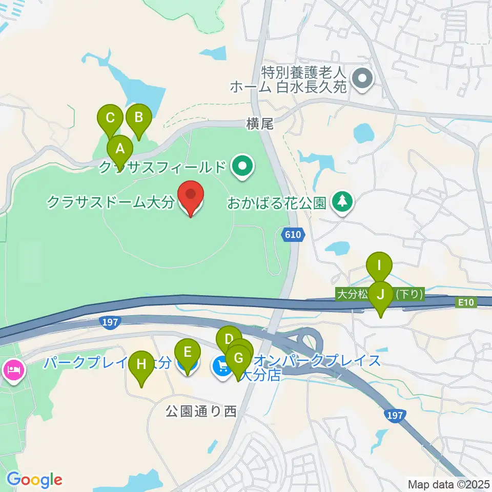 クラサスドーム大分周辺の駐車場・コインパーキング一覧地図