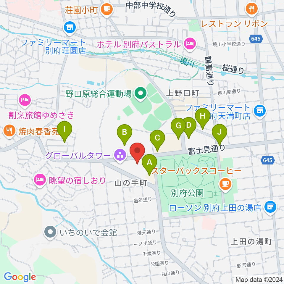 別府ビーコンプラザ・フィルハーモニアホール周辺の駐車場・コインパーキング一覧地図