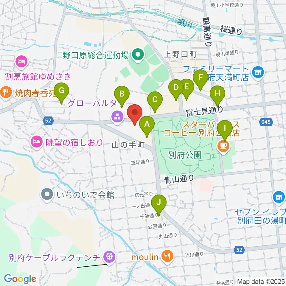 別府ビーコンプラザ・フィルハーモニアホール周辺の駐車場・コインパーキング一覧地図