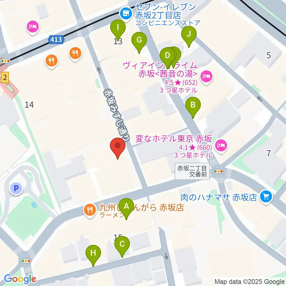 赤坂カーペディアム周辺の駐車場・コインパーキング一覧地図