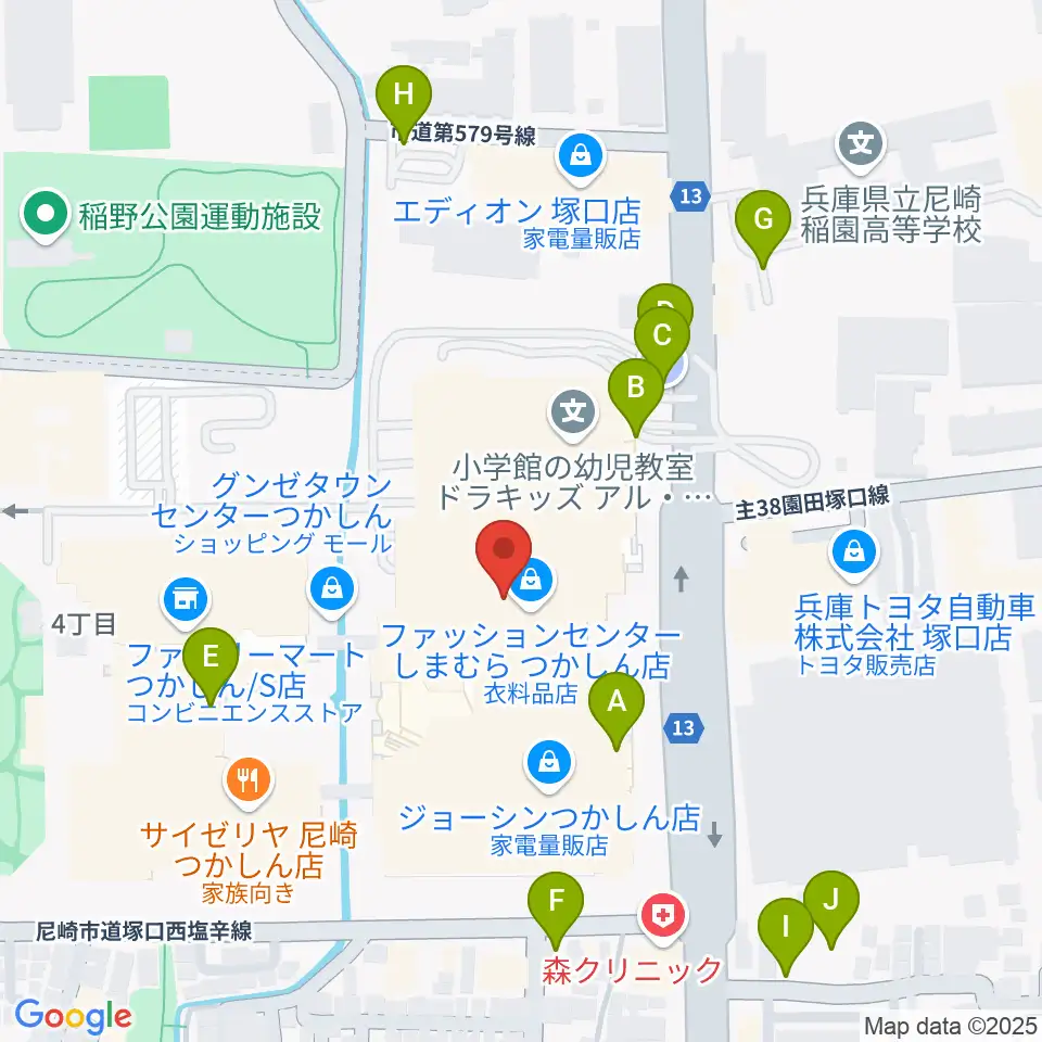 つかしんカルチャーセンター周辺の駐車場・コインパーキング一覧地図
