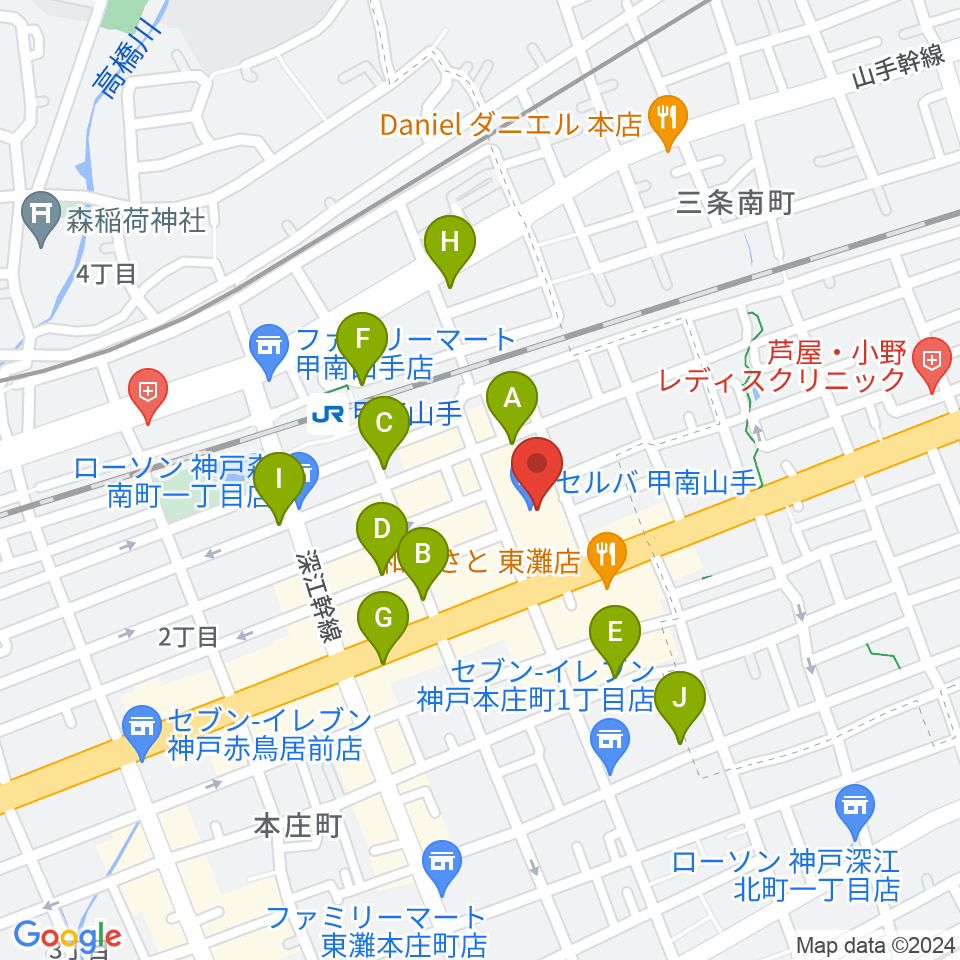 甲南山手カルチャーセンター周辺の駐車場・コインパーキング一覧地図