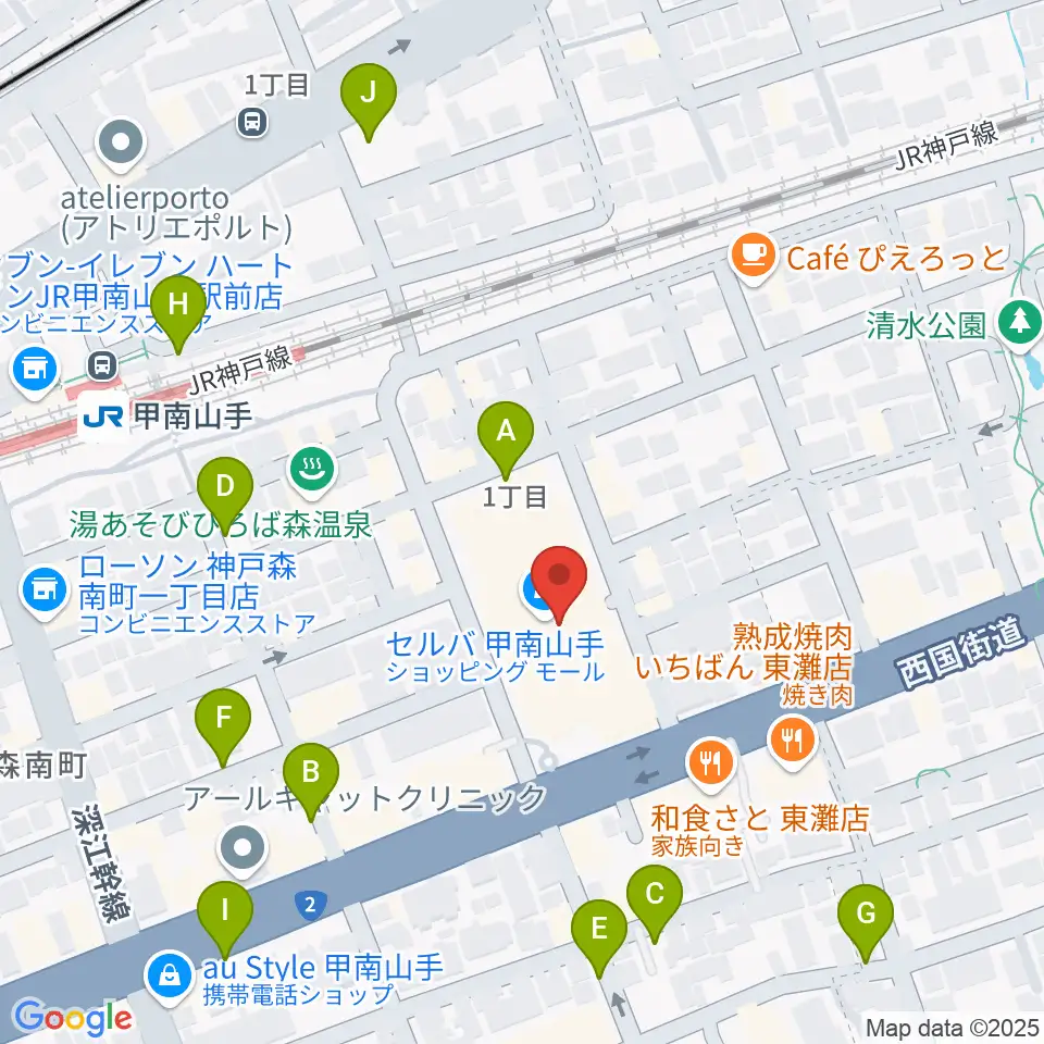 甲南山手カルチャーセンター周辺の駐車場・コインパーキング一覧地図