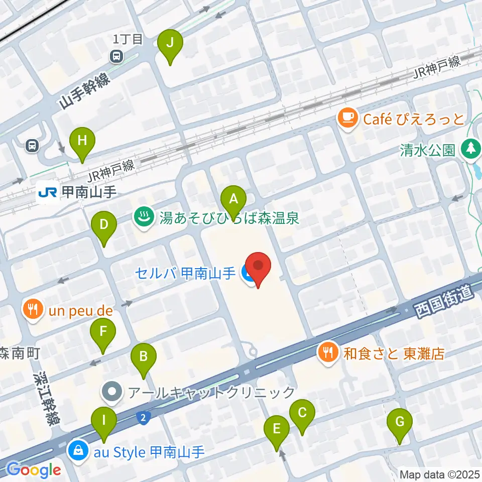 甲南山手カルチャーセンター周辺の駐車場・コインパーキング一覧地図