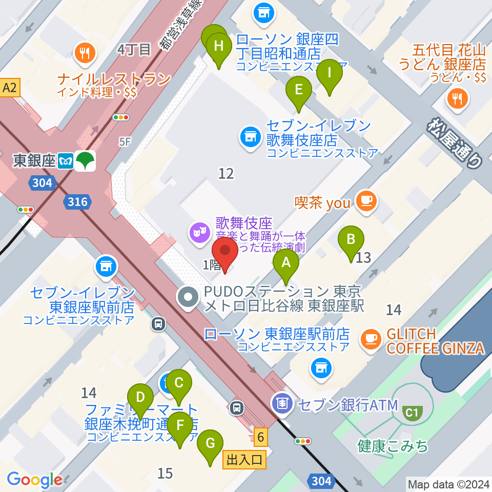 歌舞伎座周辺の駐車場・コインパーキング一覧地図