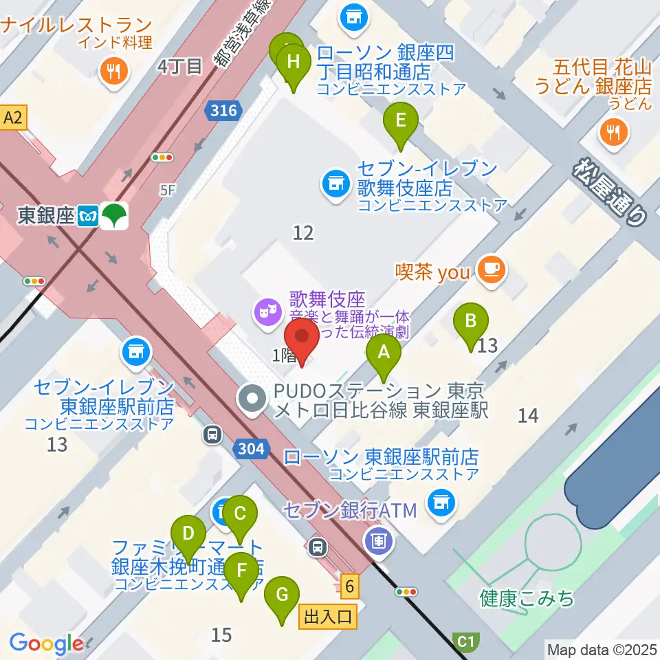 歌舞伎座周辺の駐車場・コインパーキング一覧地図