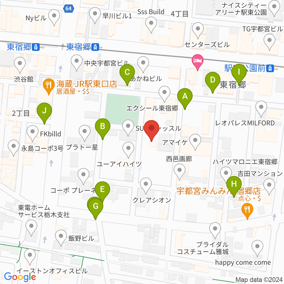 アコースティックスタジオ周辺の駐車場・コインパーキング一覧地図