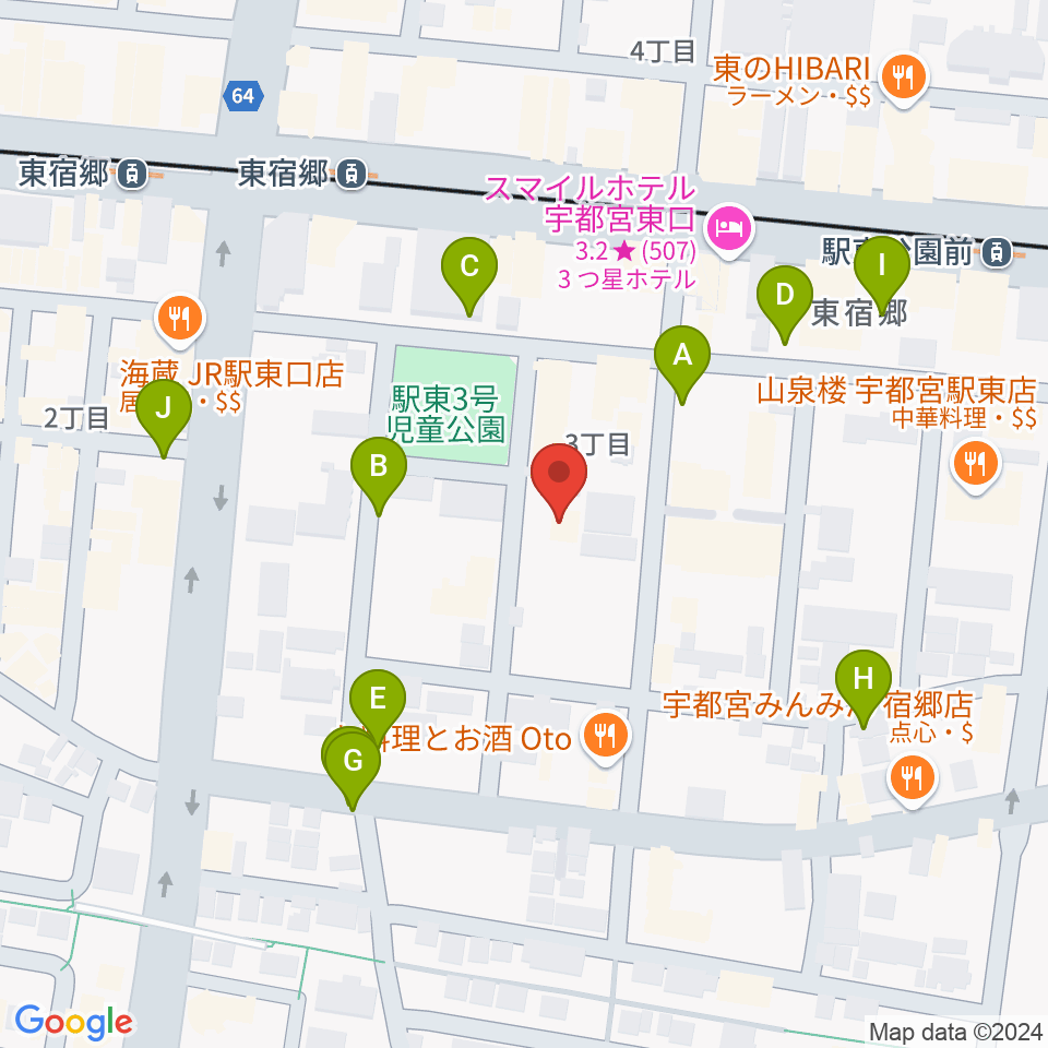 アコースティックスタジオ周辺の駐車場・コインパーキング一覧地図