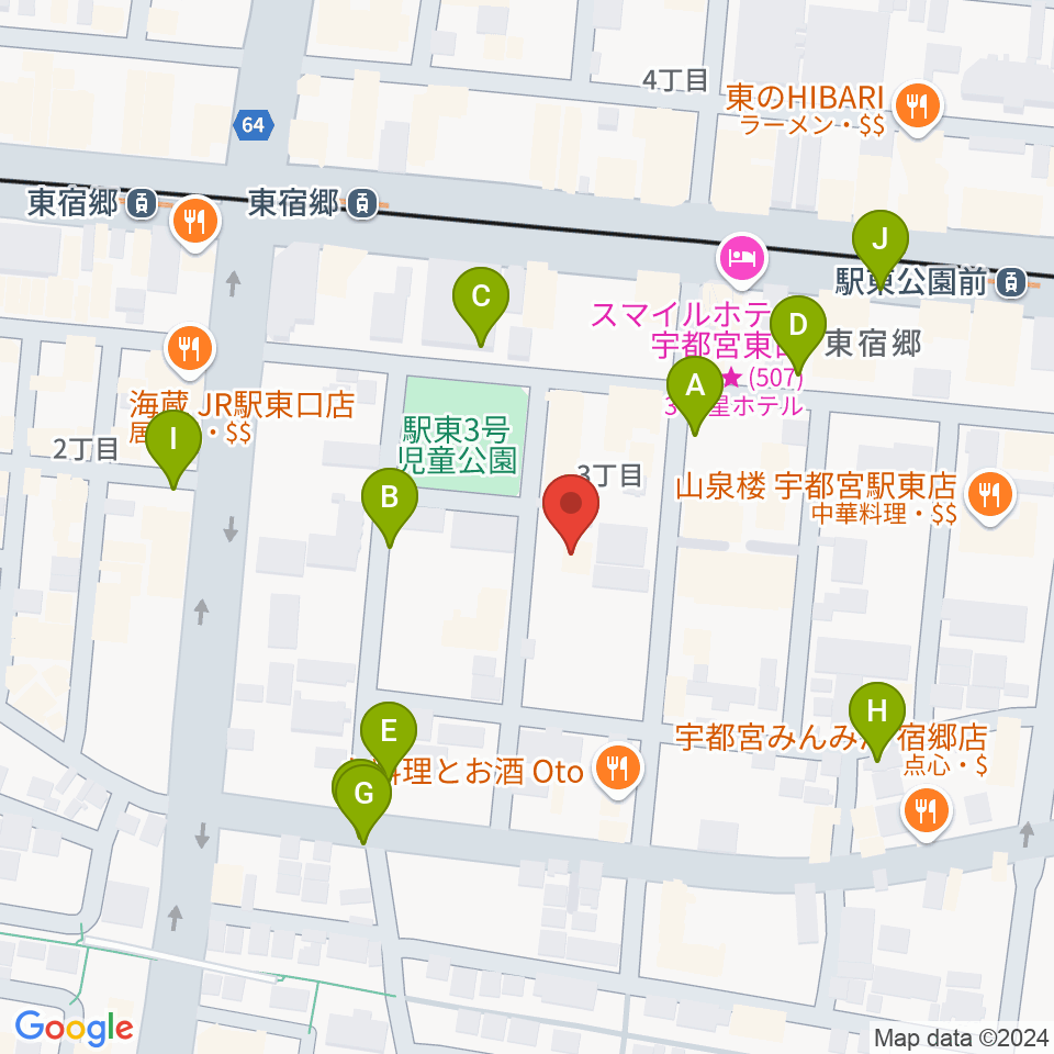 アコースティックスタジオ周辺の駐車場・コインパーキング一覧地図