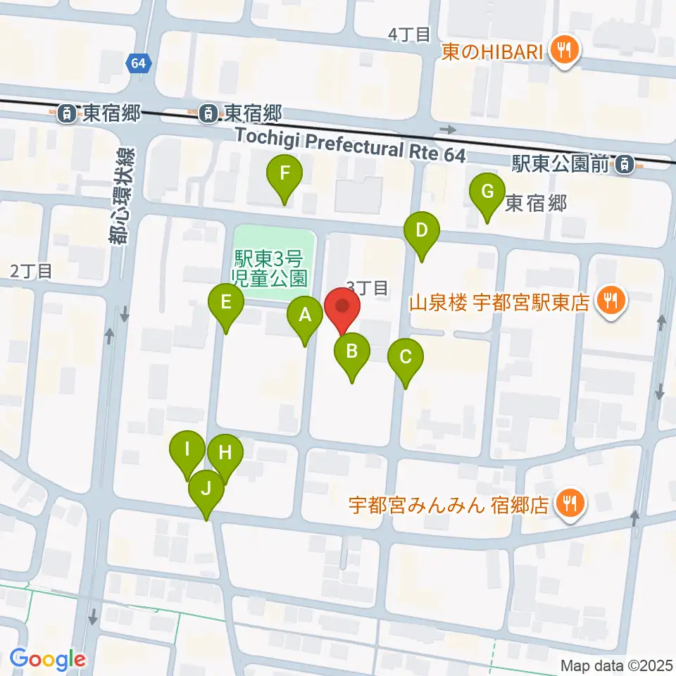 アコースティックスタジオ周辺の駐車場・コインパーキング一覧地図