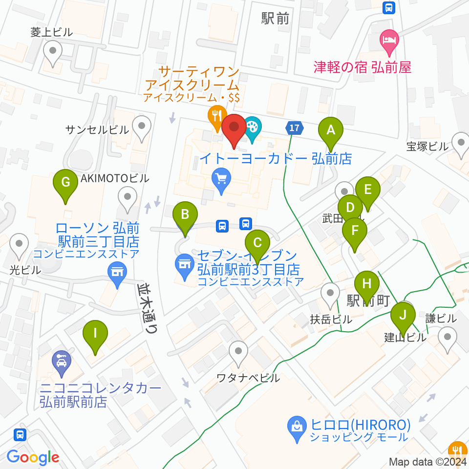 ヨークカルチャーセンター弘前周辺の駐車場・コインパーキング一覧地図