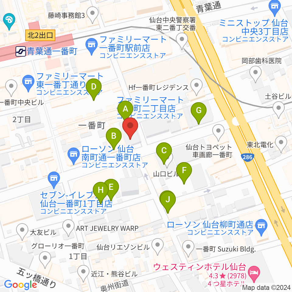仙台青葉カルチャーセンター周辺の駐車場・コインパーキング一覧地図