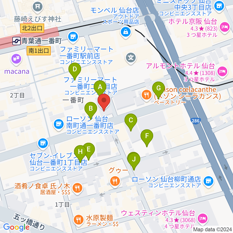 仙台青葉カルチャーセンター周辺の駐車場・コインパーキング一覧地図