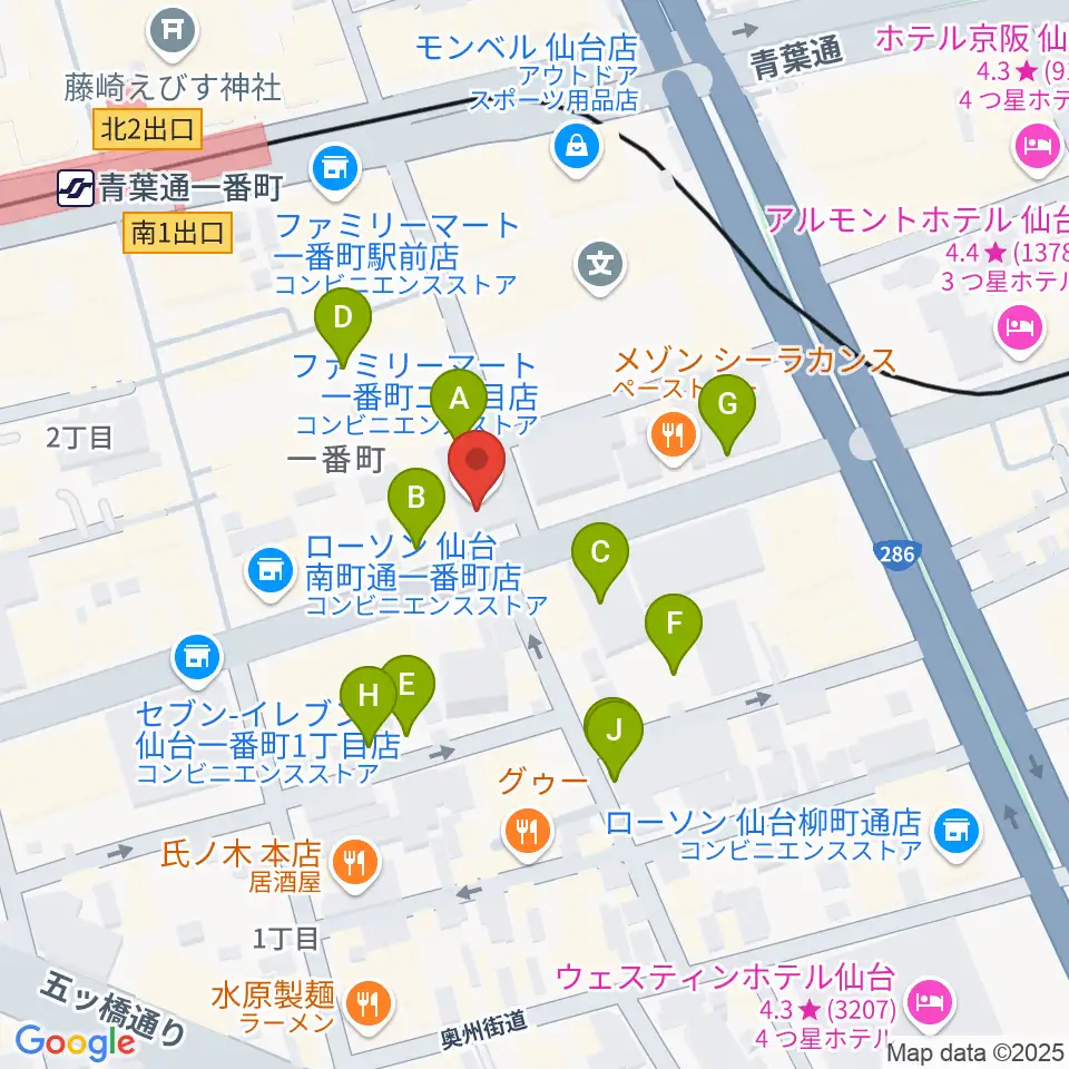 仙台青葉カルチャーセンター周辺の駐車場・コインパーキング一覧地図