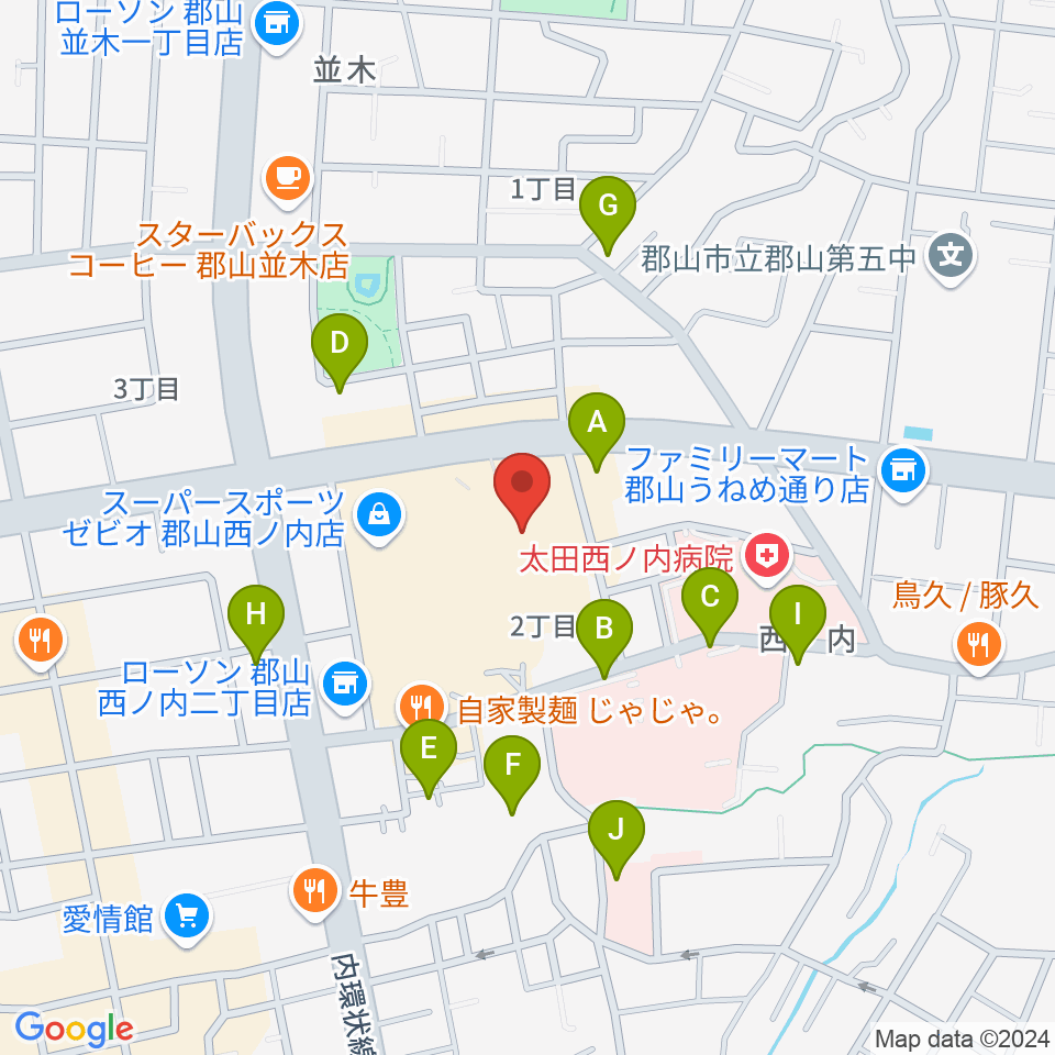 ヨークカルチャーセンター郡山周辺の駐車場・コインパーキング一覧地図