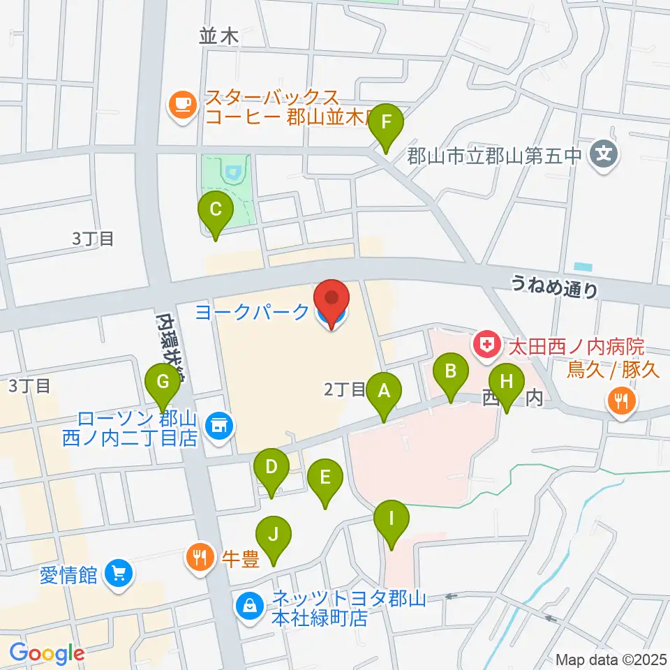 ヨークカルチャーセンター郡山周辺の駐車場・コインパーキング一覧地図