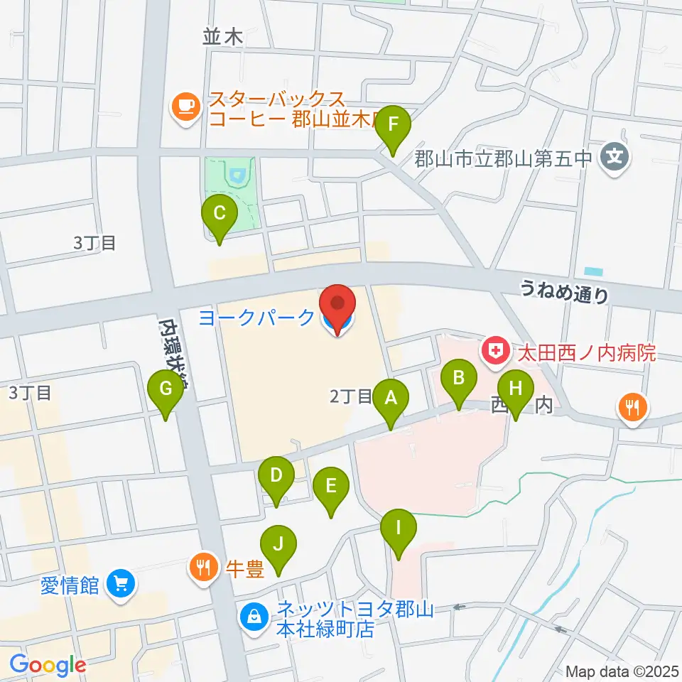 ヨークカルチャーセンター郡山周辺の駐車場・コインパーキング一覧地図