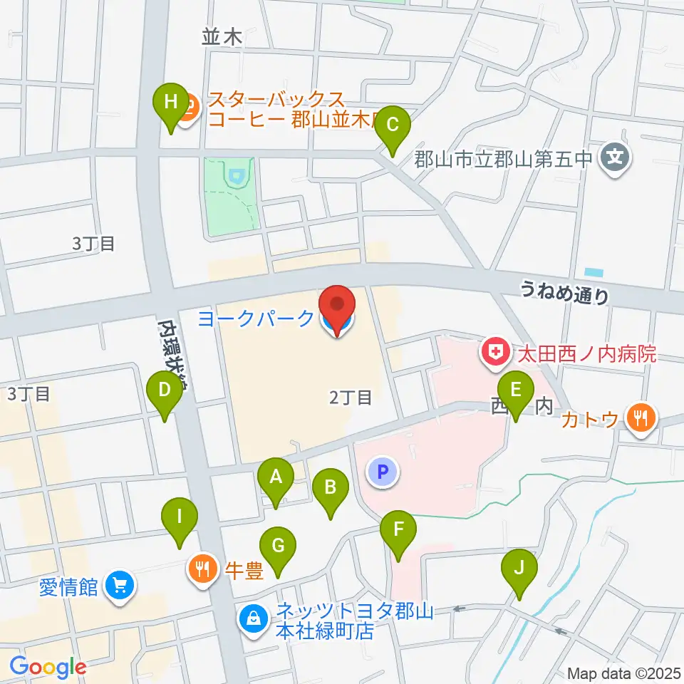 ヨークカルチャーセンター郡山周辺の駐車場・コインパーキング一覧地図