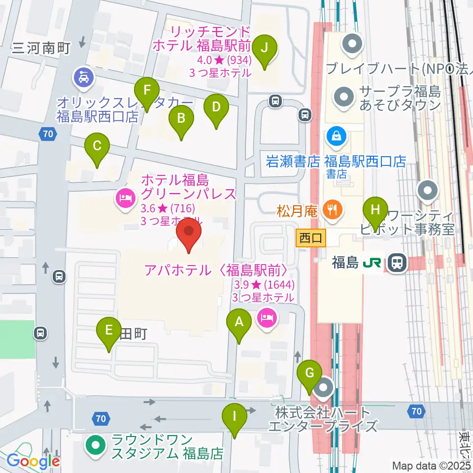 ヨークカルチャーセンター福島周辺の駐車場・コインパーキング一覧地図