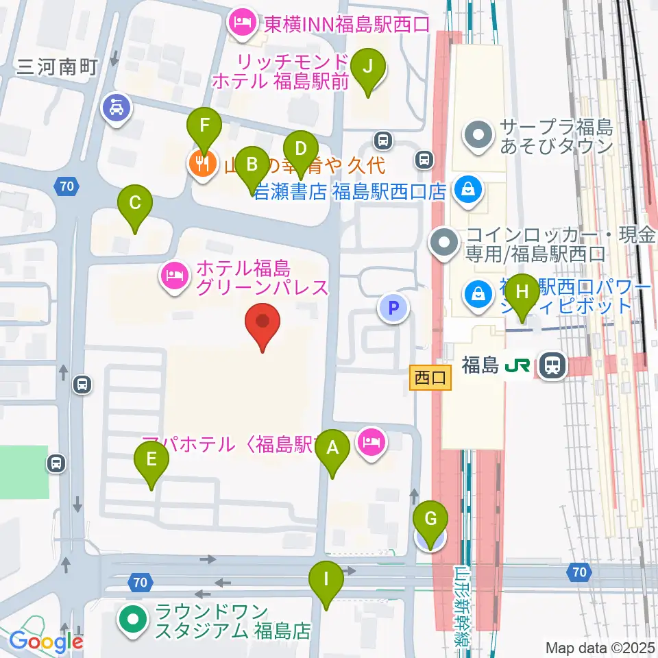 ヨークカルチャーセンター福島周辺の駐車場・コインパーキング一覧地図