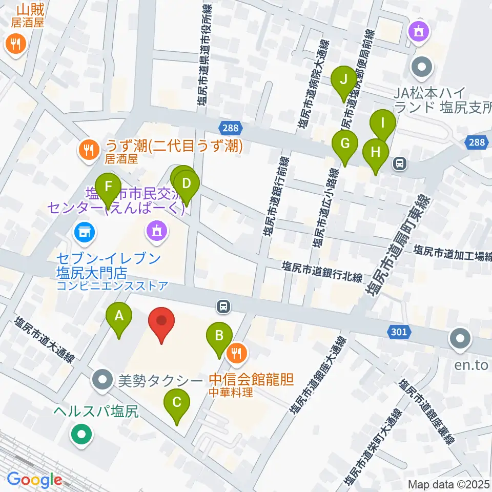 塩尻市民カルチャーセンター周辺の駐車場・コインパーキング一覧地図
