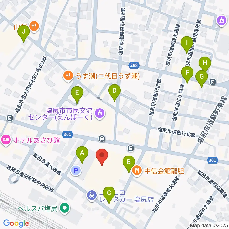 塩尻市民カルチャーセンター周辺の駐車場・コインパーキング一覧地図
