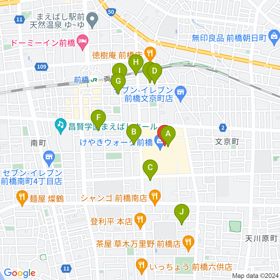 前橋カルチャーセンター周辺の駐車場・コインパーキング一覧地図